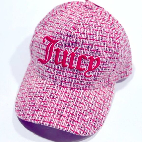 NWT Juicy Couture Pink Tweed Baseball Cap | Embroidered Logo | Adjustable - Picture 5 of 13